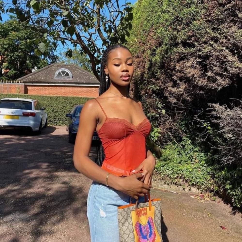 Burnt Orange lace color mesh Y2K crop top ✨🧡